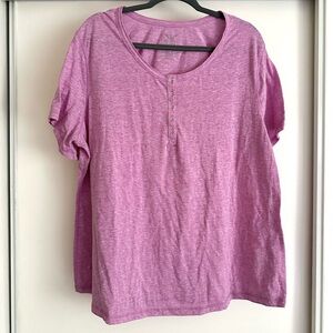 Faded Glory Heathered Pink Short-Sleeve Henley Tee Sz 2X